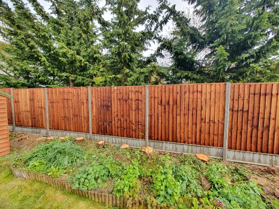 Freshly installed timber garden fencing