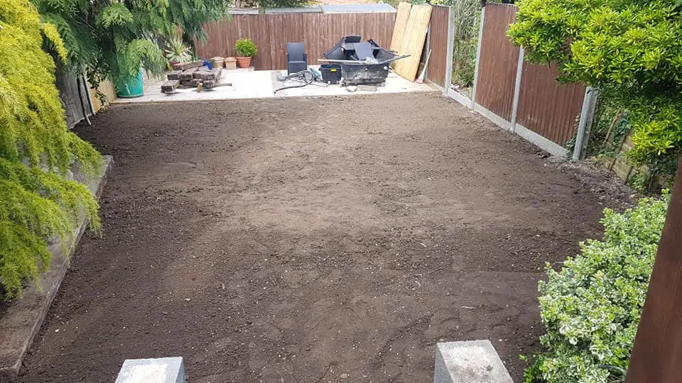 Garden before new lawn installation